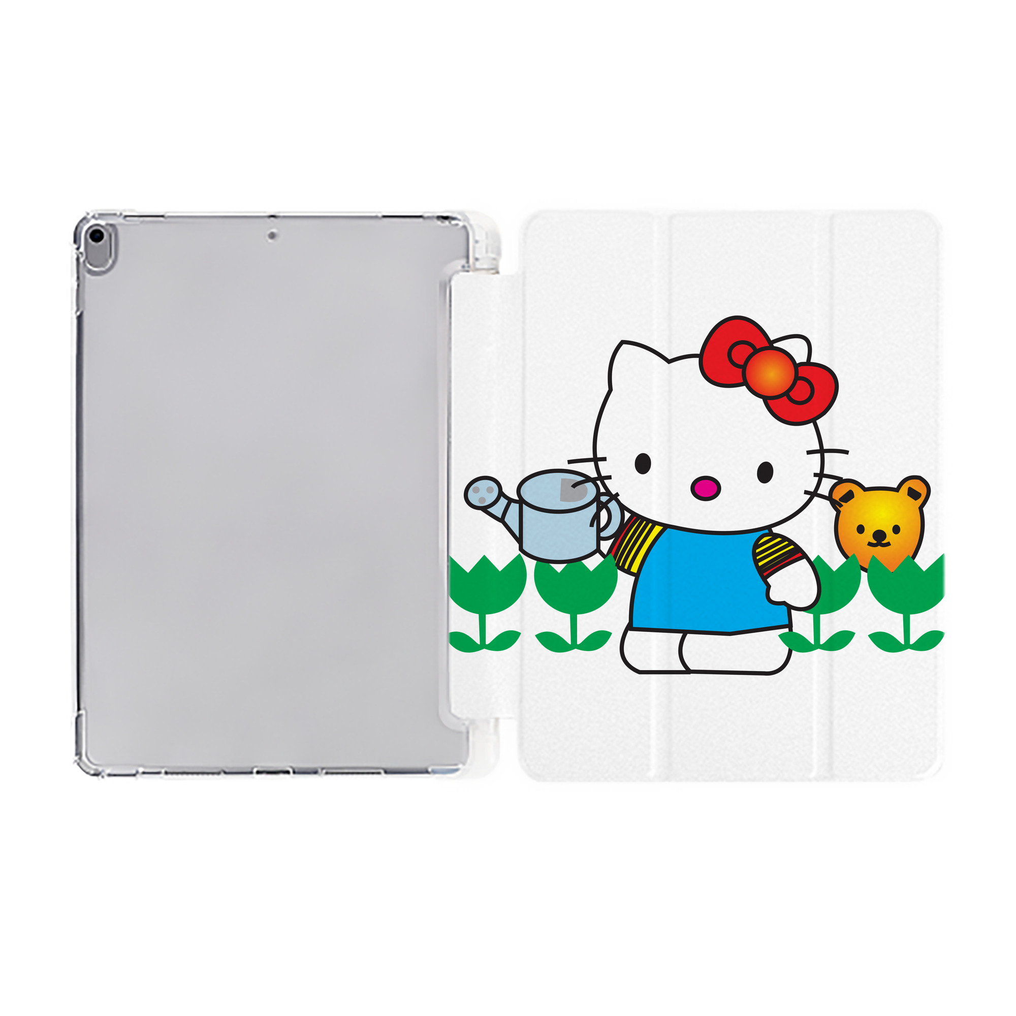 （画像用） Hello Kitty ハローキティ IPad ケース ペン収納付き 三つ折りスタンド PUレザー×シリコン 対応機種9.5/10.5/10.9インチ